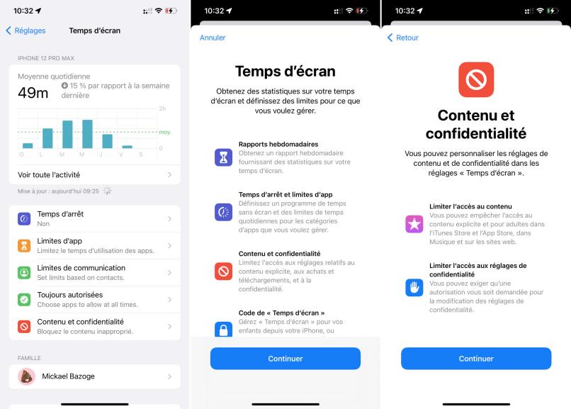 activer contrôle parental iPhone