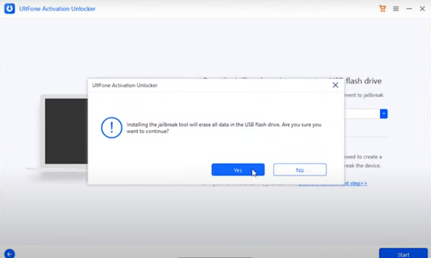 Cliquez sur Confirmer pour commencer le déverrouillage