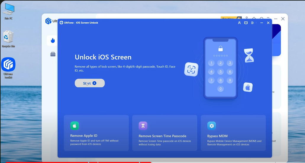 sélectionnez l'option Unlock iOS Screen pour déverrouiller iphone trouvé