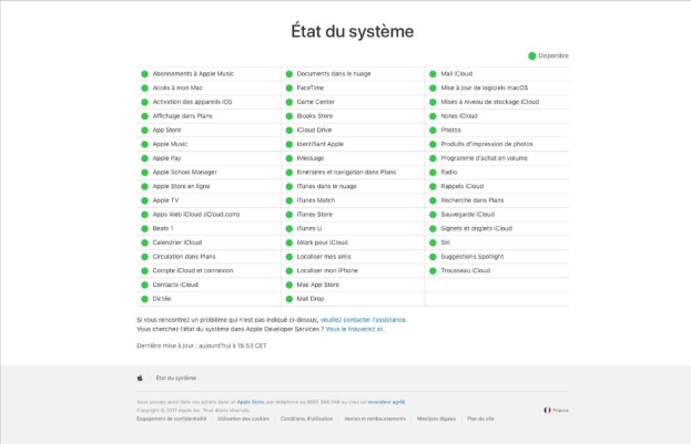 Consultez la page État du système